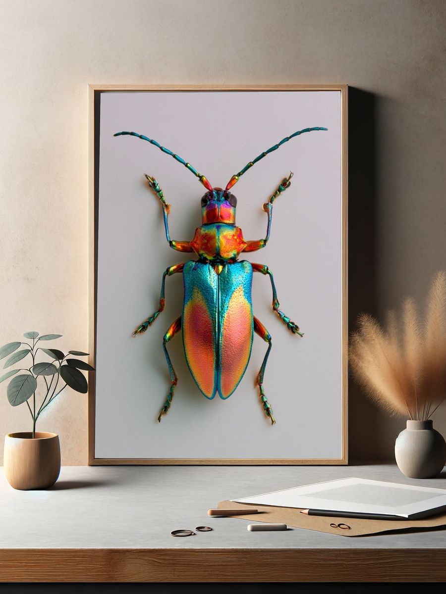 Rainbow Beetle Illustration Poster. — room view 2
