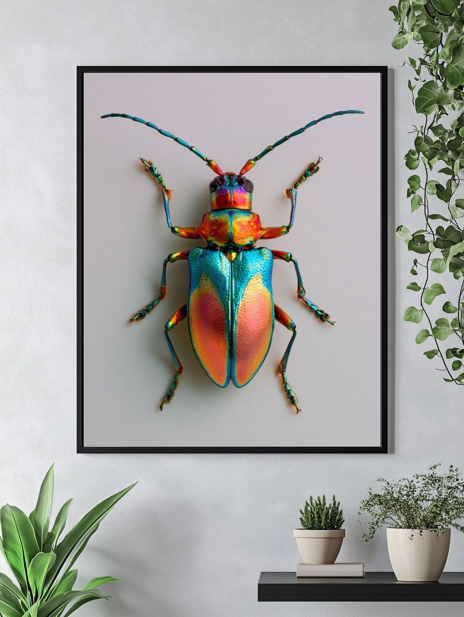 Rainbow Beetle Illustration Poster. — room view 4