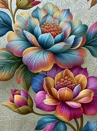 Rainbow Floral Illustration Poster. poster — illustration art