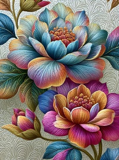 Rainbow Floral Illustration Poster.