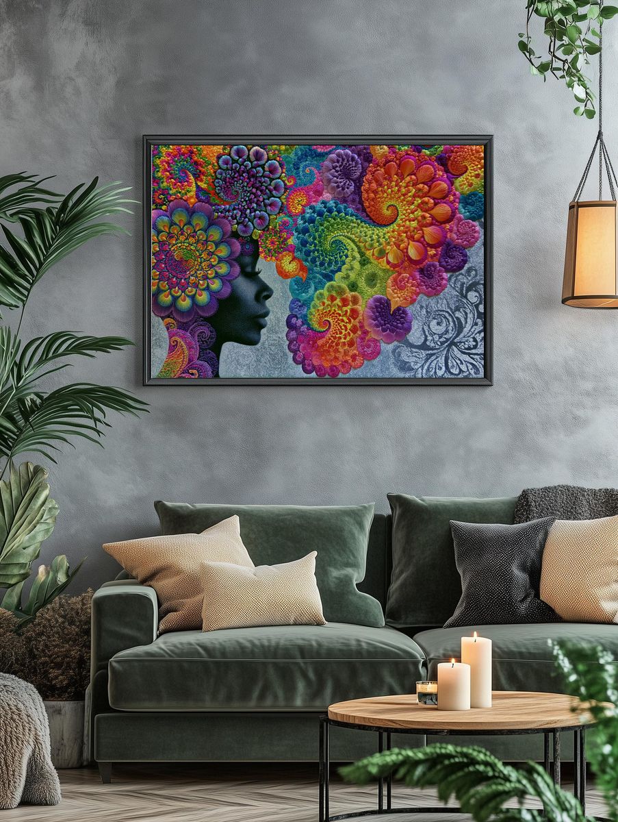 Neon Cat Characters Illustration Poster. — room view 4