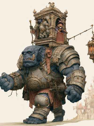 Fantasy Ogre Guardian Print. poster