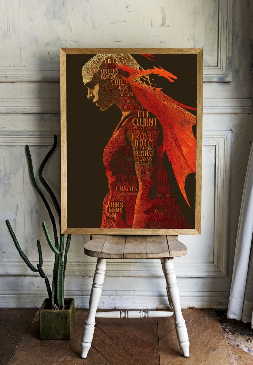 Dragon Woman Typography Poster. — room view 1