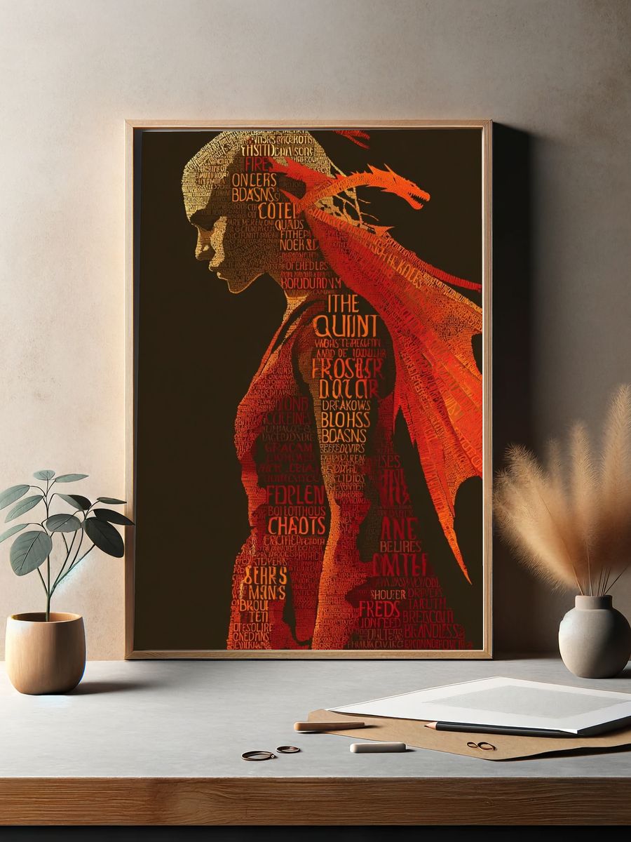 Dragon Woman Typography Poster. — room view 2