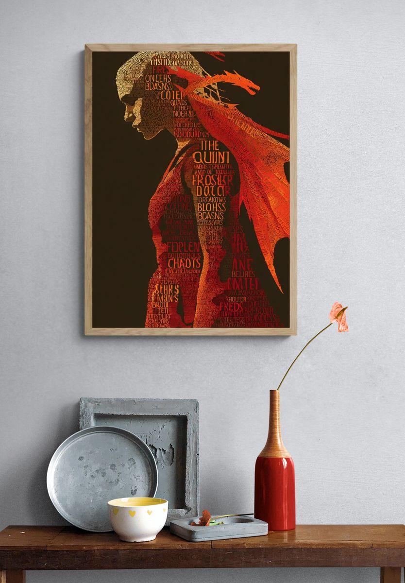 Dragon Woman Typography Poster. — room view 3