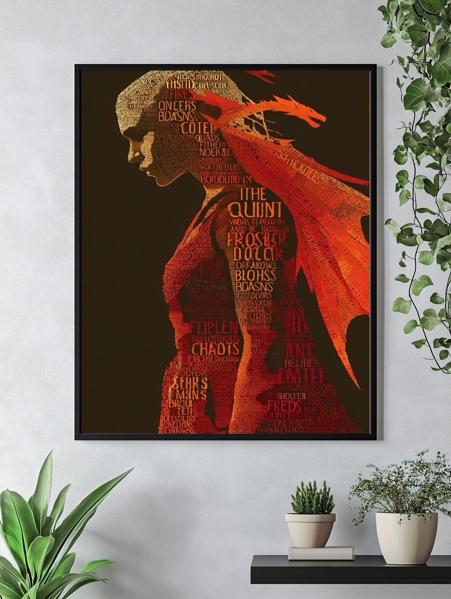 Dragon Woman Typography Poster. — room view 4