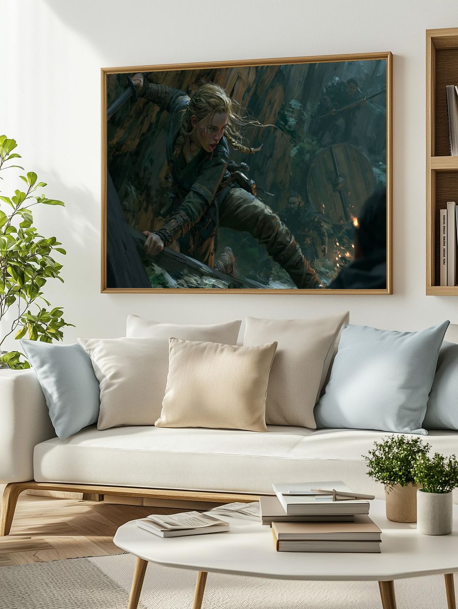 Fantasy Battle Scene Illustration Poster. — room view 2