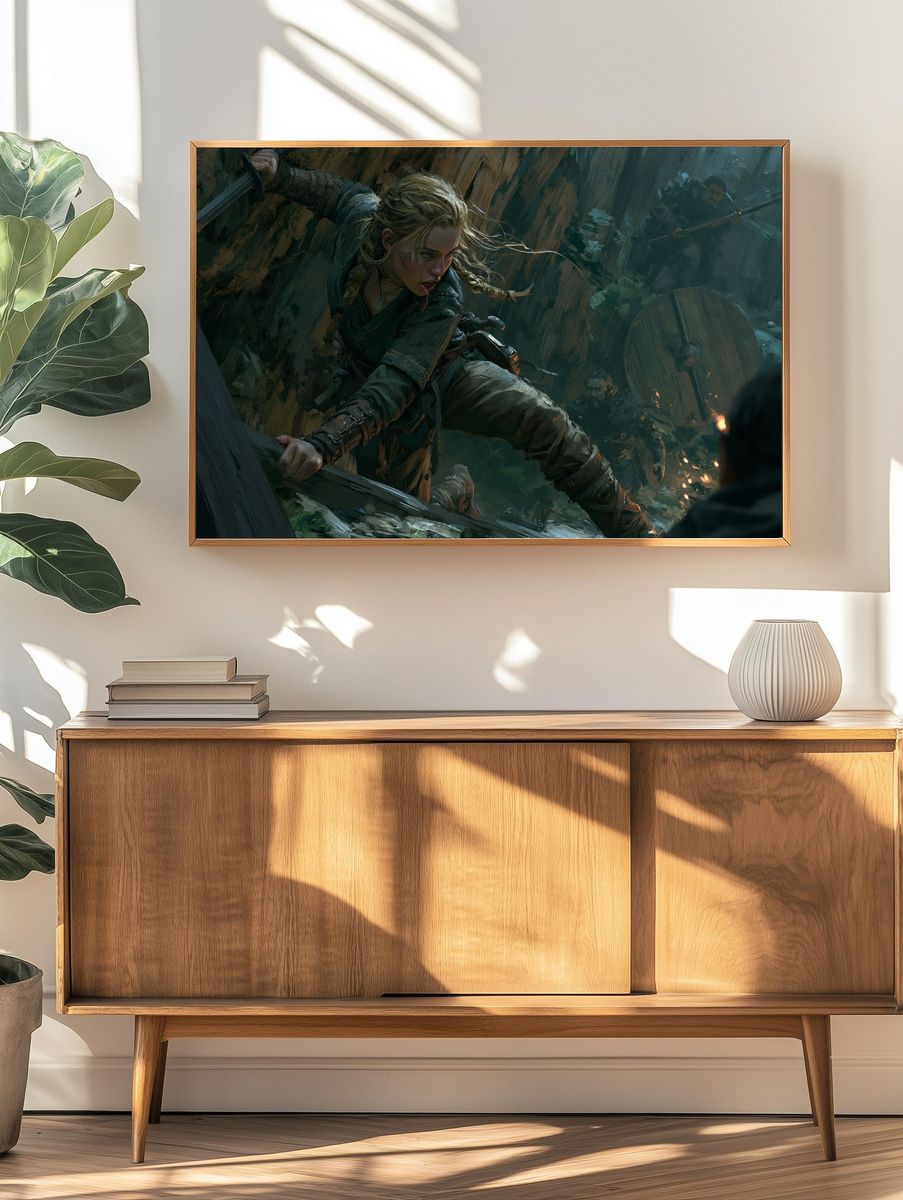 Fantasy Battle Scene Illustration Poster. — room view 3