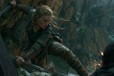 Fantasy Battle Scene Illustration Poster. poster