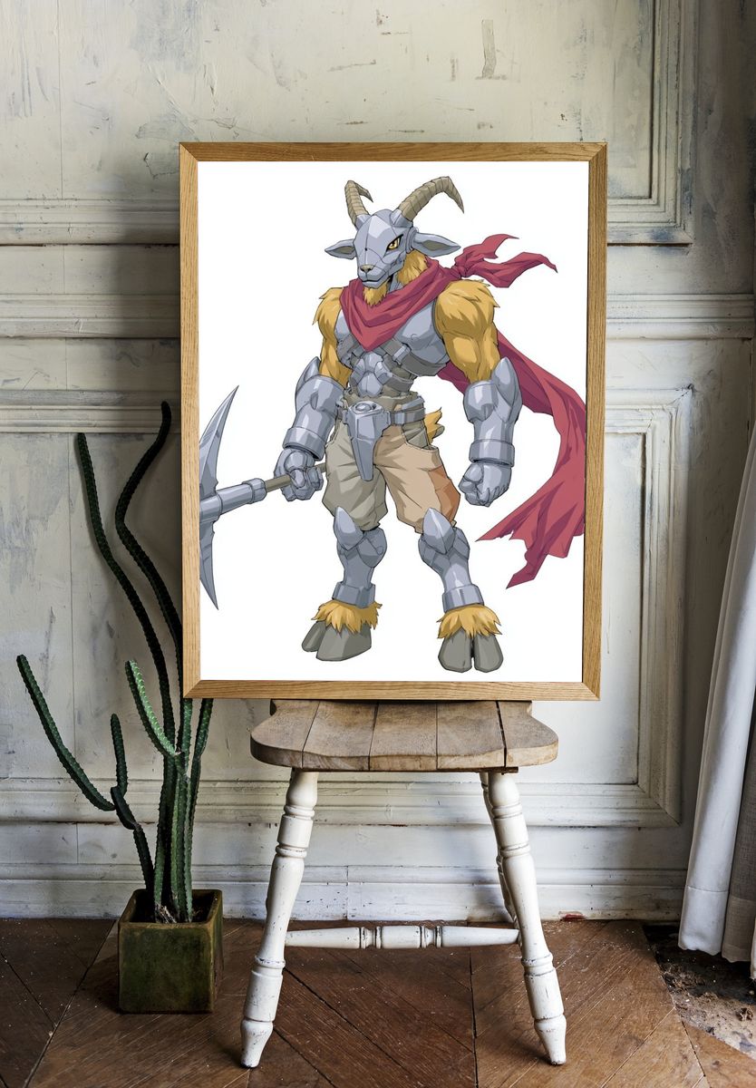 Armored Goat Warrior Illustration Print. — room view 1