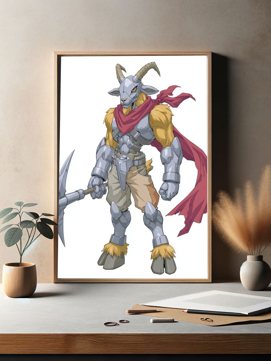 Armored Goat Warrior Illustration Print. — room view 2