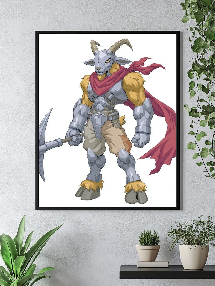 Armored Goat Warrior Illustration Print. — room view 4