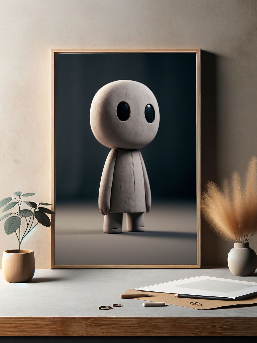 Minimal Clay Figure Poster. — room view 2