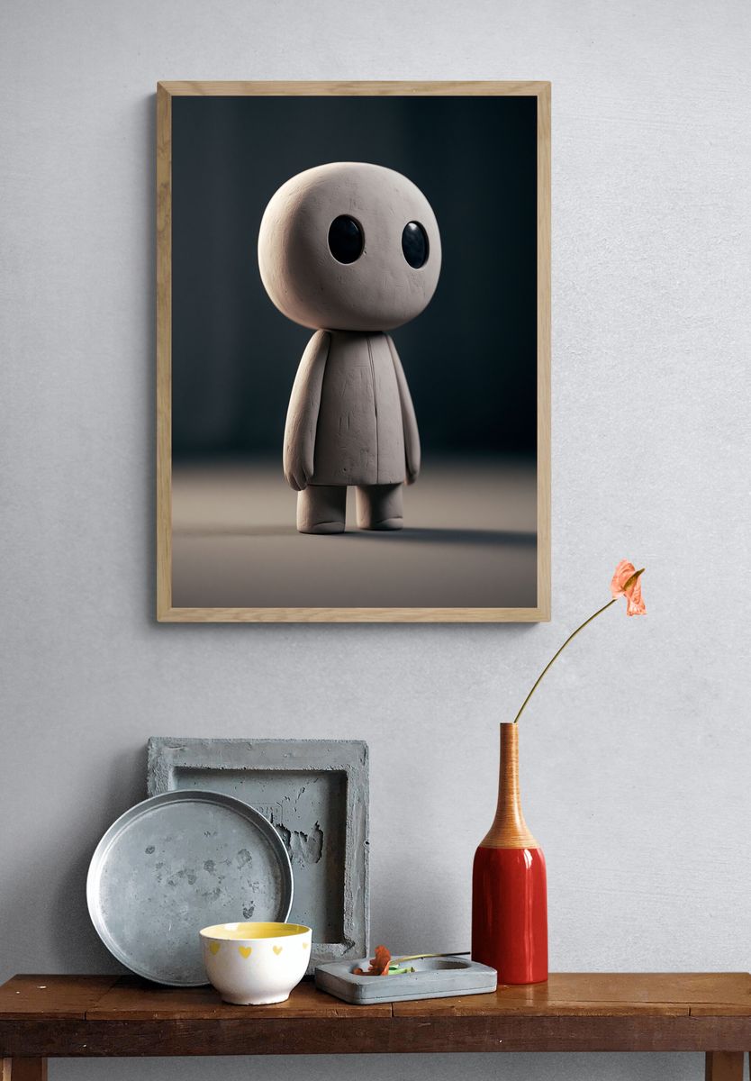 Minimal Clay Figure Poster. — room view 3