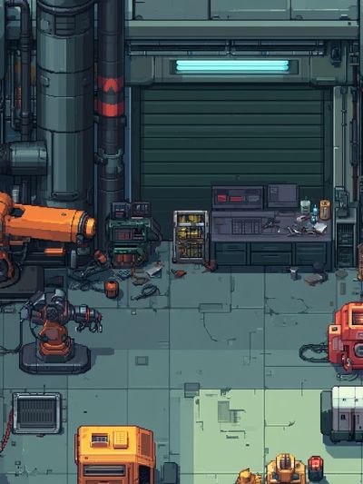 Cyberpunk Robot Workshop Poster.