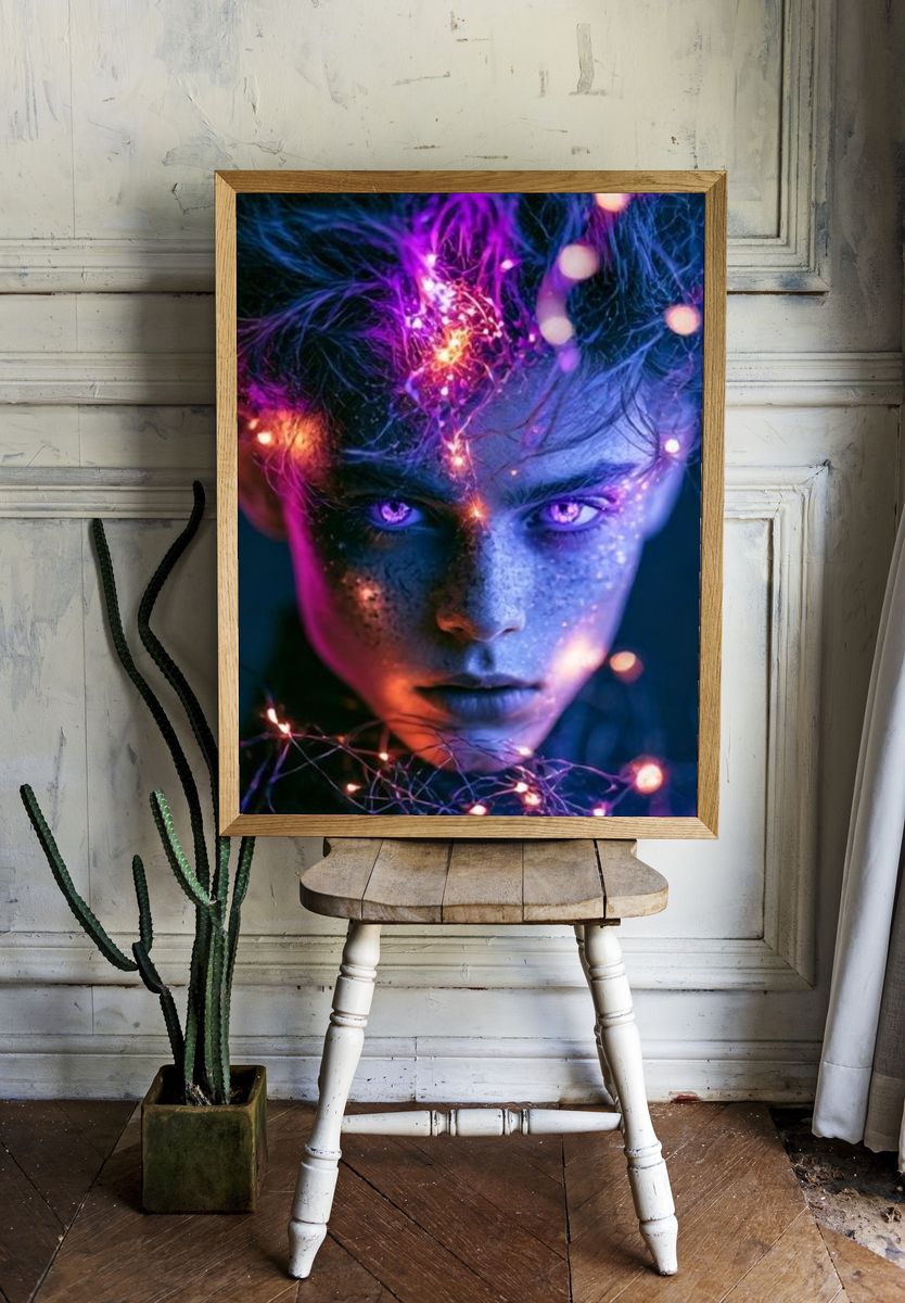 Neon Dream Portrait Poster. room preview