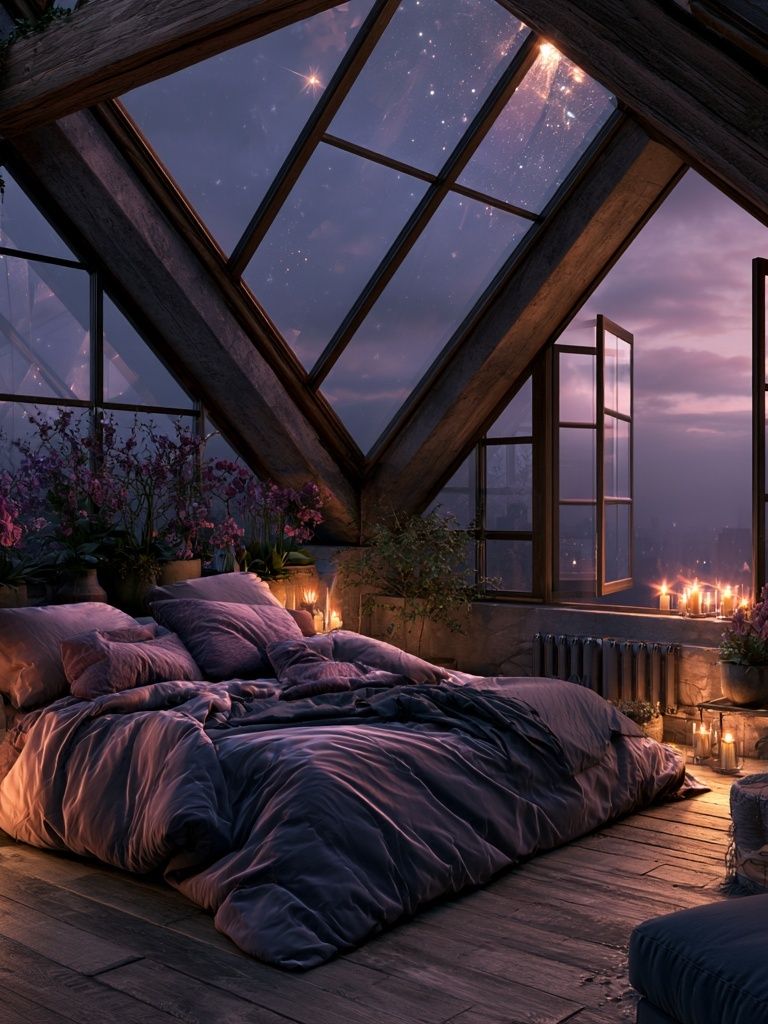 Dreamy Attic Bedroom Poster. poster — illustration art