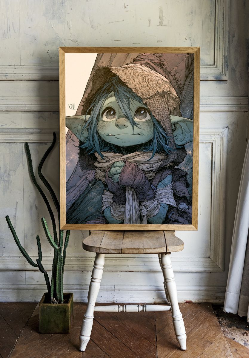 Goblin Child Fantasy Illustration Poster. room preview