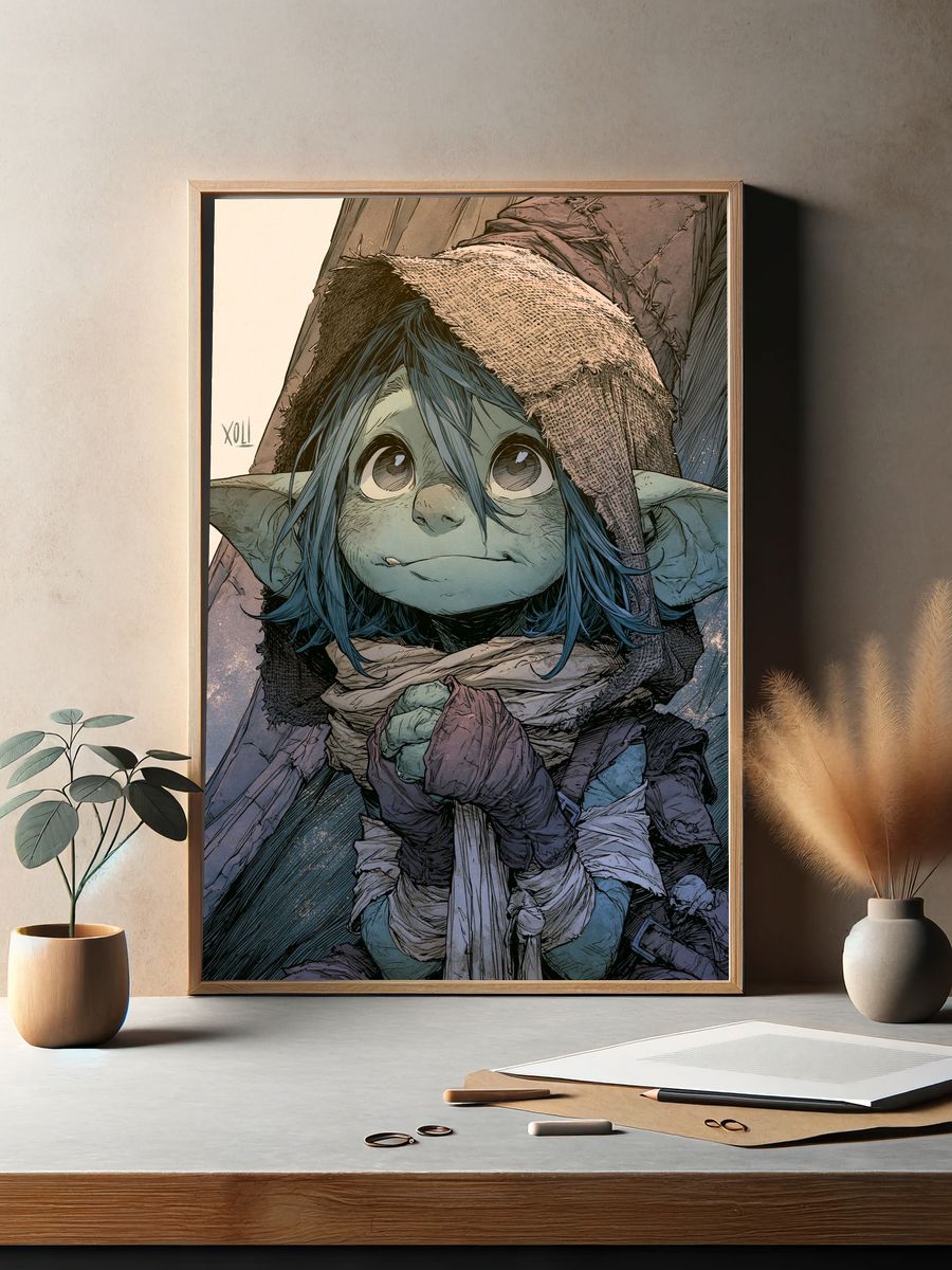 Goblin Child Fantasy Illustration Poster. — room view 2