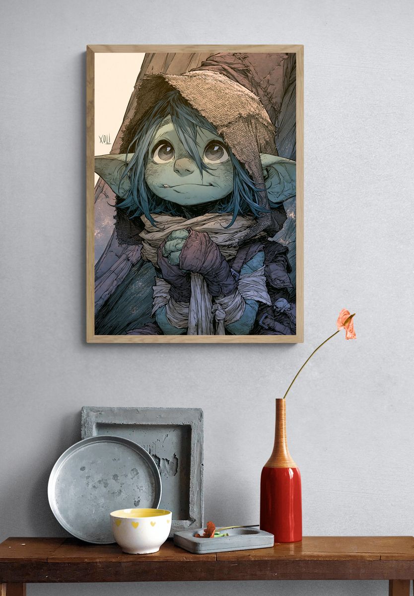 Goblin Child Fantasy Illustration Poster. — room view 3