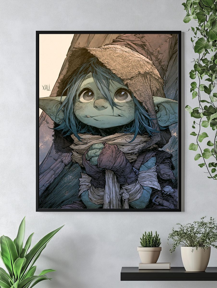 Goblin Child Fantasy Illustration Poster. — room view 4