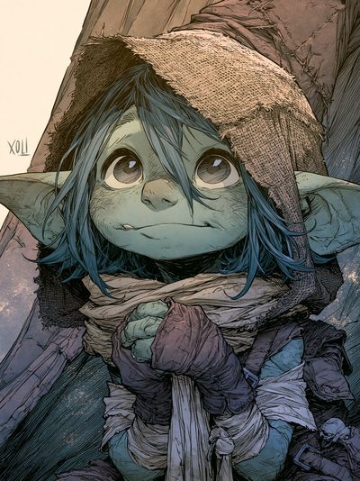 Goblin Child Fantasy Illustration Poster. poster print