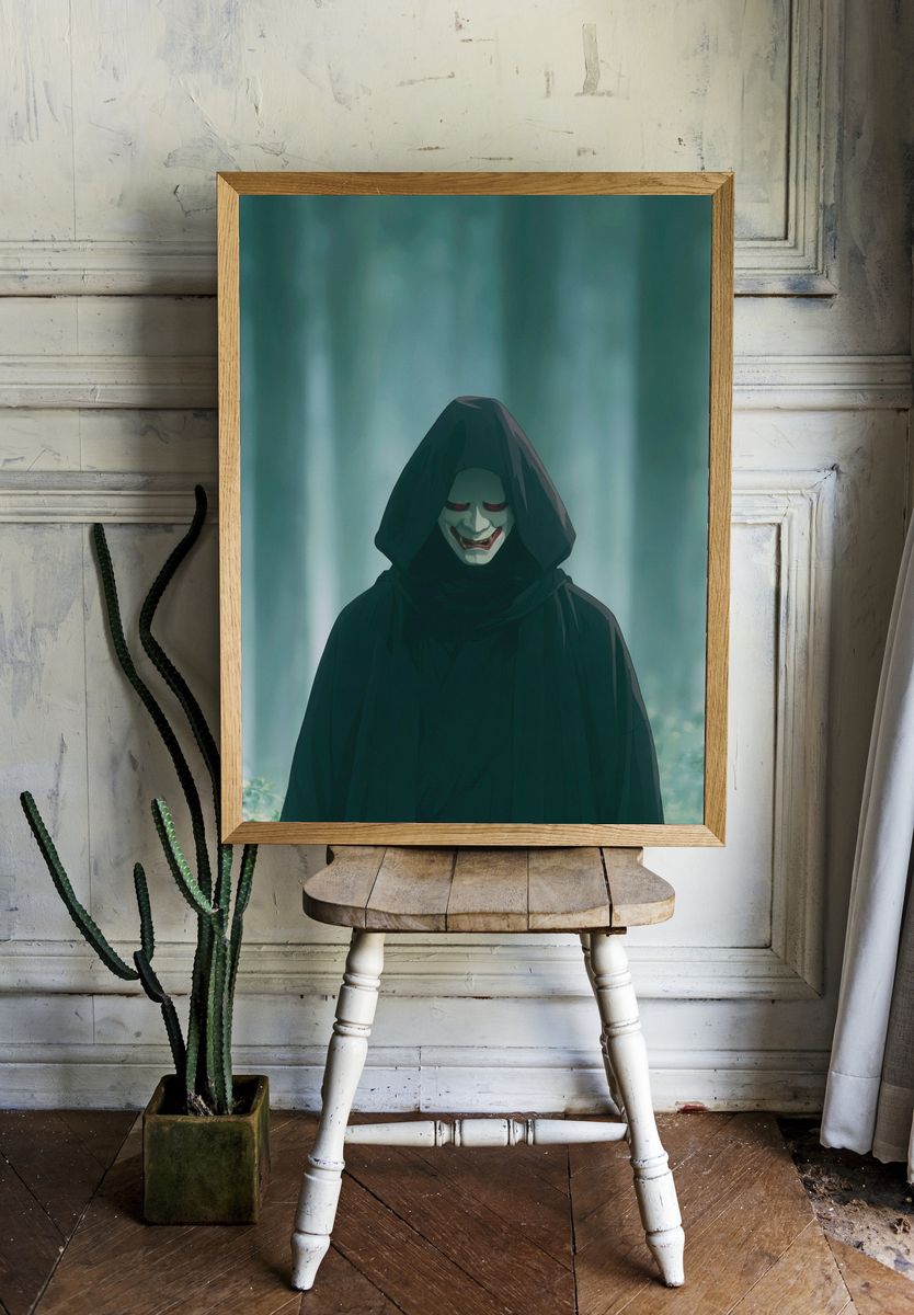 Hooded Mask in Misty Forest Poster. room preview