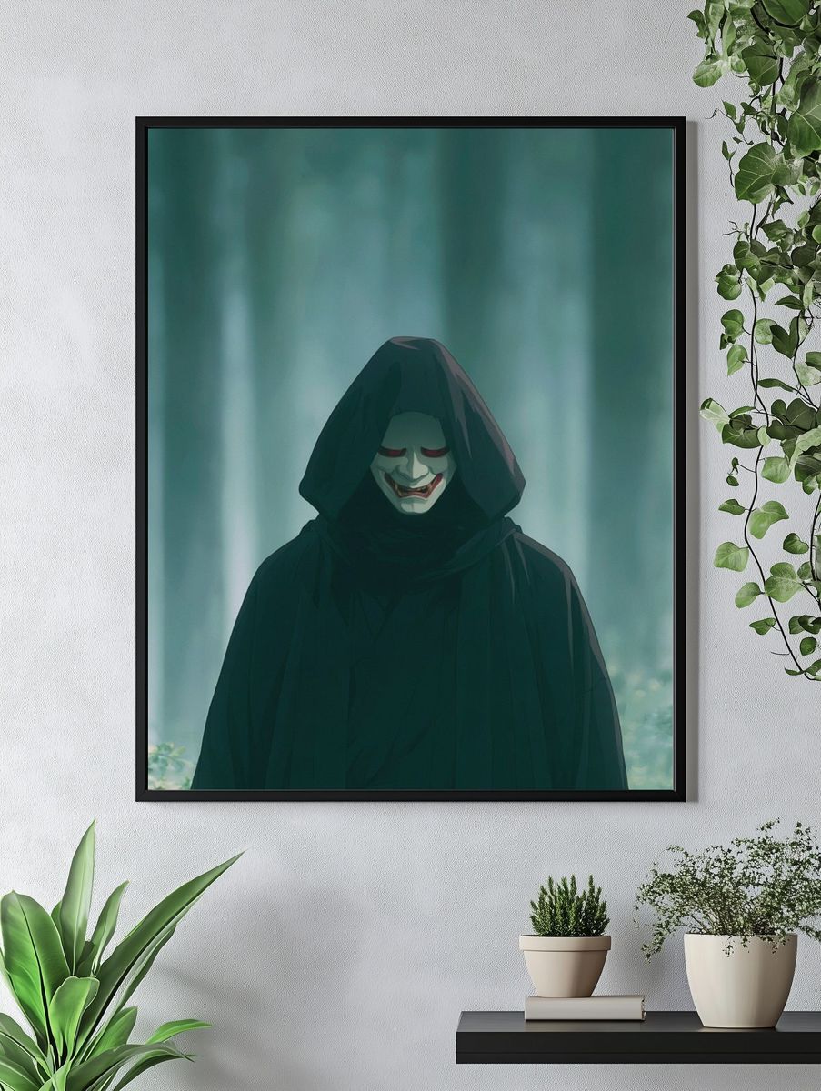 Hooded Mask in Misty Forest Poster. — room view 4
