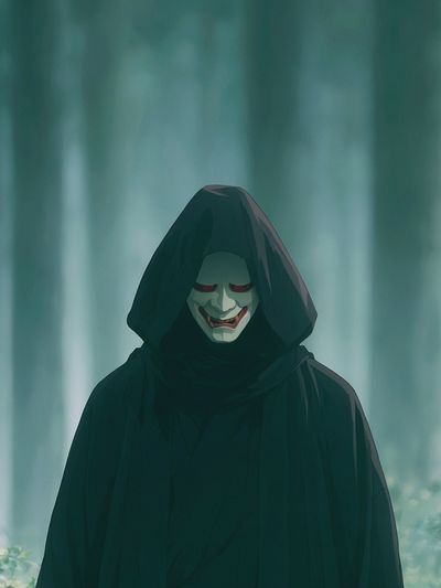 Hooded Mask in Misty Forest Poster.