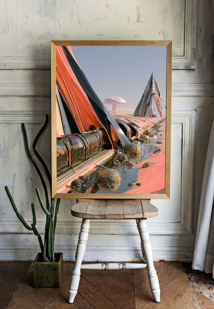 Surreal Desert Monoliths Print. — room view 1