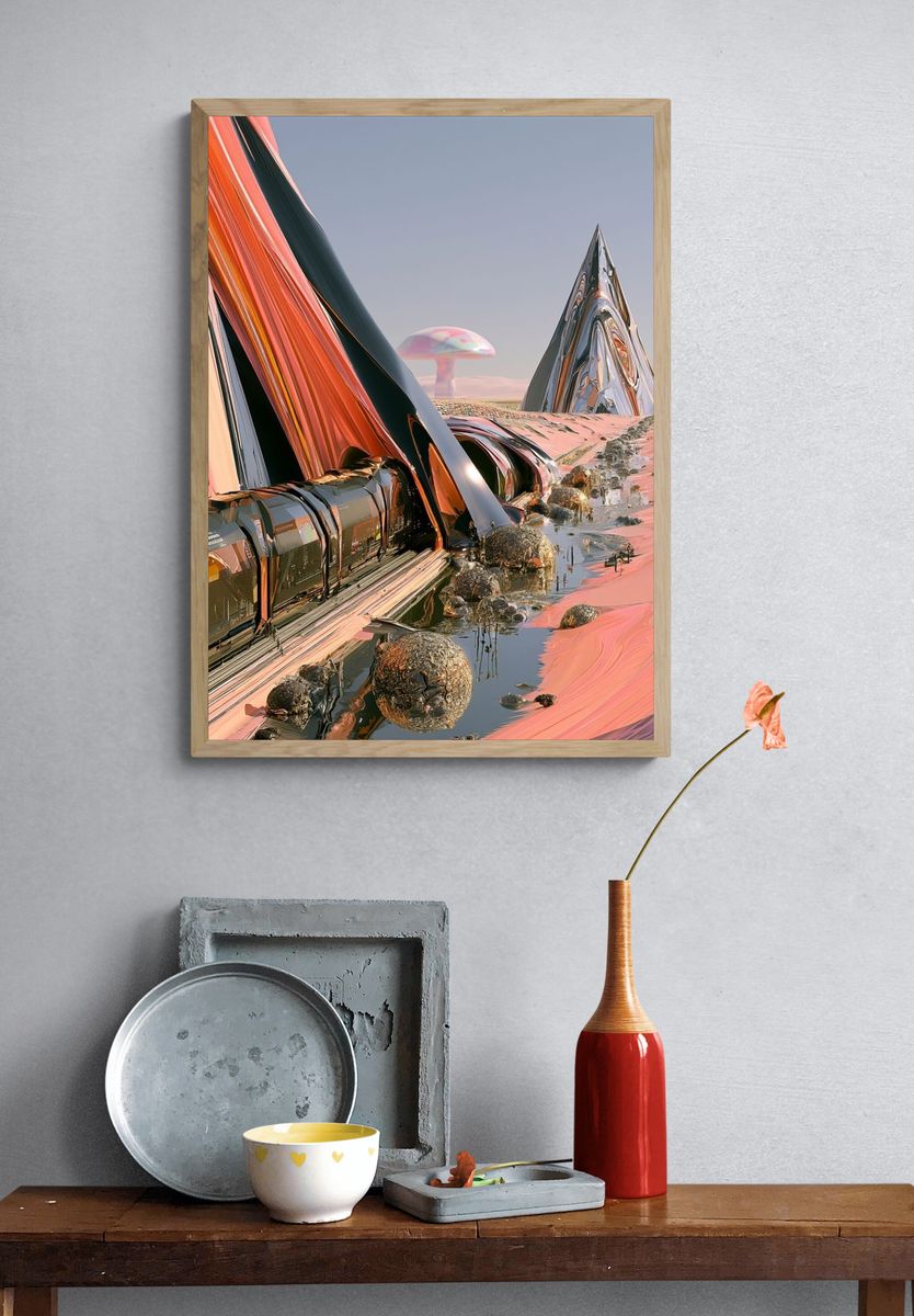 Surreal Desert Monoliths Print. — room view 3