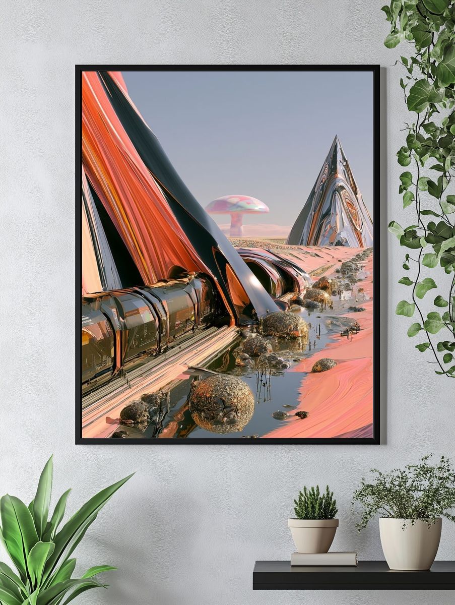 Surreal Desert Monoliths Print. — room view 4