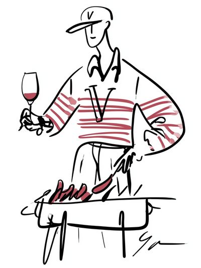 Wine Tasting Line Art Poster.