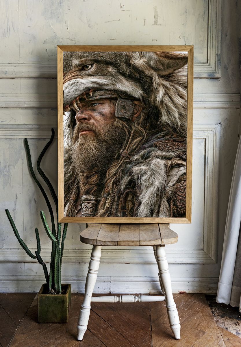 Wolf Warrior Portrait Print. — room view 1
