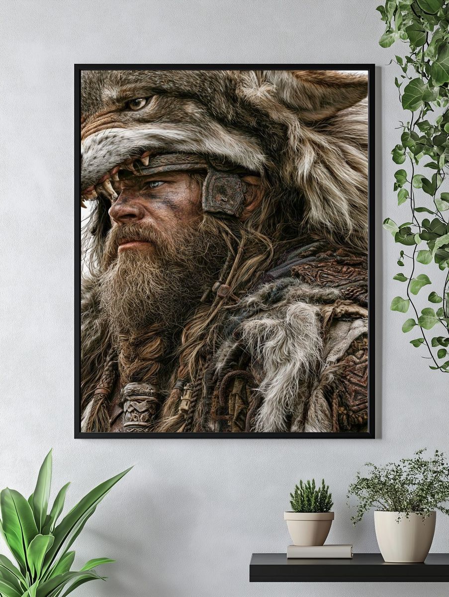 Wolf Warrior Portrait Print. — room view 4