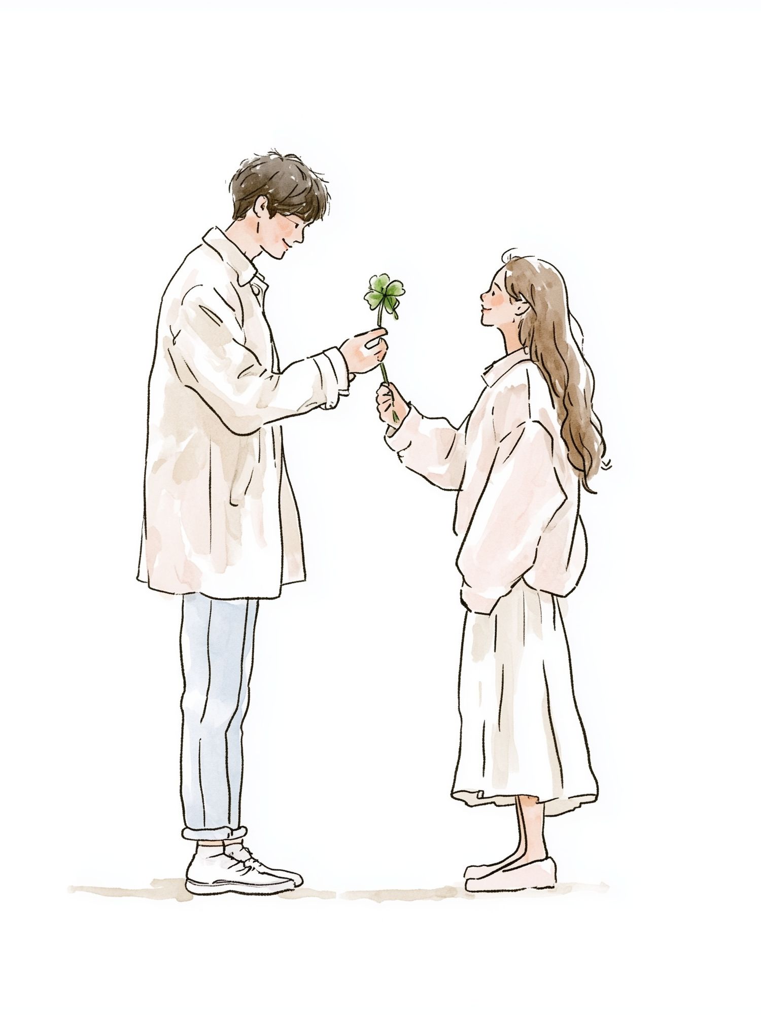 Couple with Clover Illustration Poster. poster detail