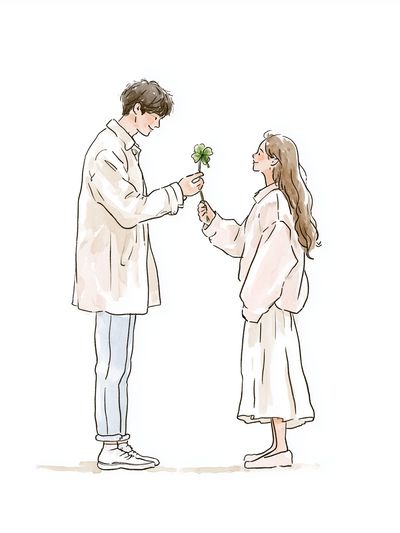 Couple with Clover Illustration Poster. poster