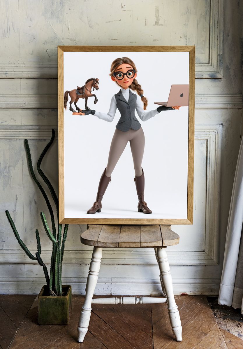 Equestrian Girl 3D Illustration Poster. — room view 1