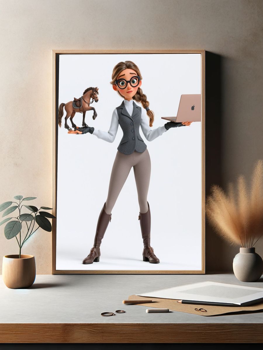 Equestrian Girl 3D Illustration Poster. — room view 2