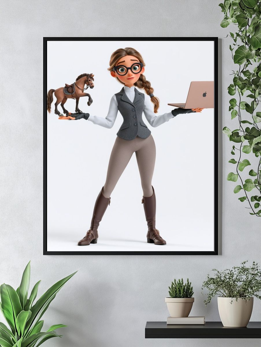Equestrian Girl 3D Illustration Poster. — room view 4