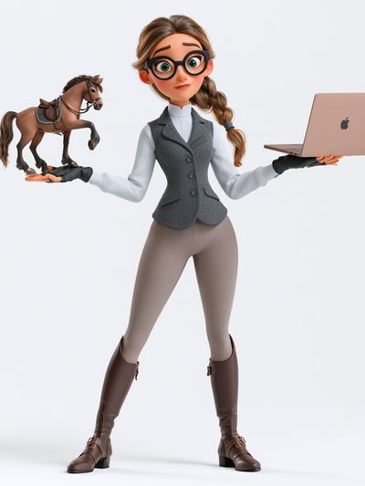 Equestrian Girl 3D Illustration Poster.