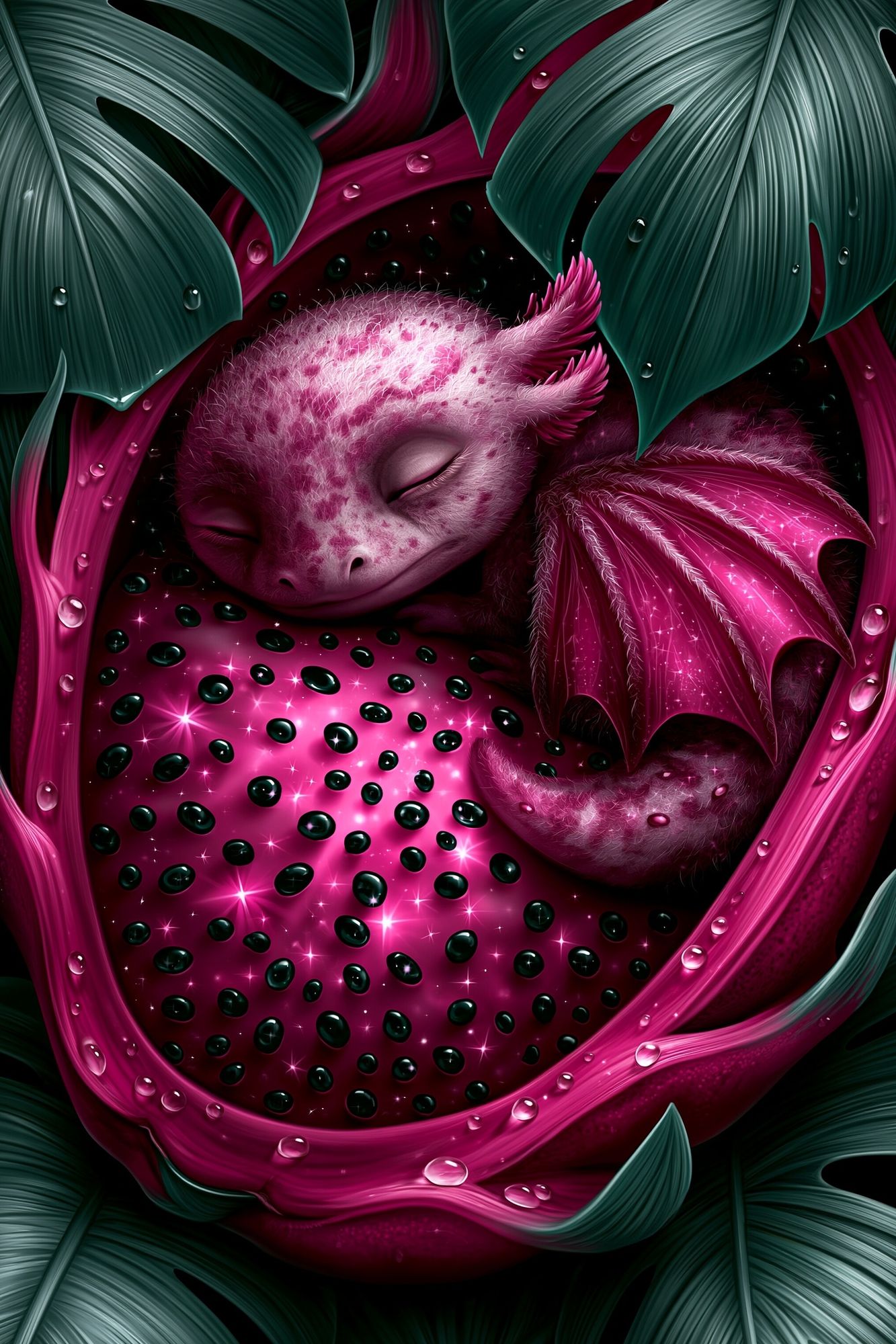 Sleeping Dragonling Fantasy Print. poster — illustration art