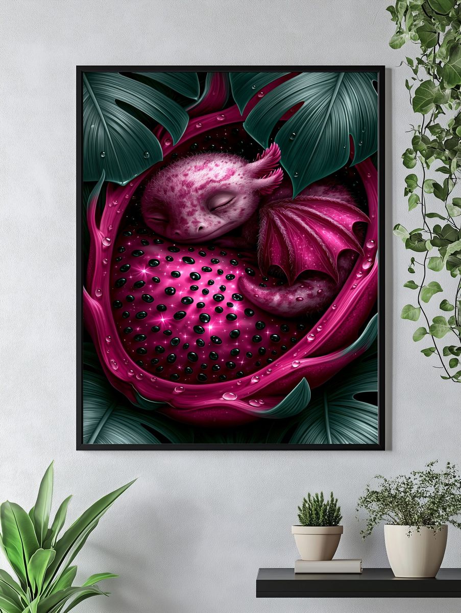 Sleeping Dragonling Fantasy Print. — room view 4