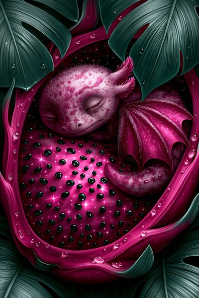 Sleeping Dragonling Fantasy Print.