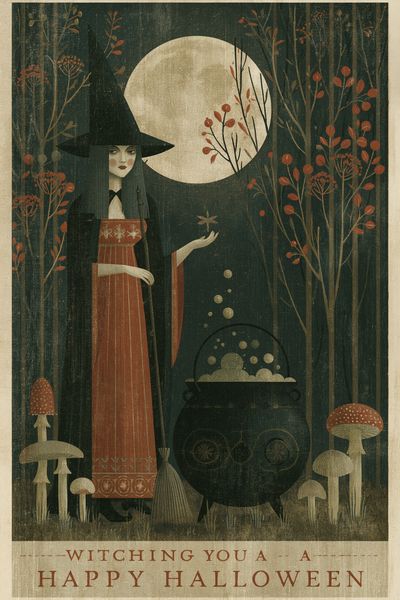 Witching You a Happy Halloween Print.