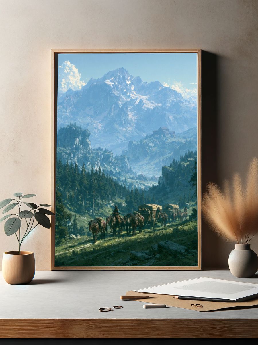 Mountain Caravan Landscape Print. — room view 2