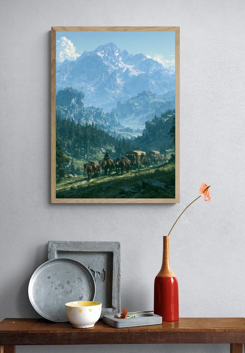 Mountain Caravan Landscape Print. — room view 3