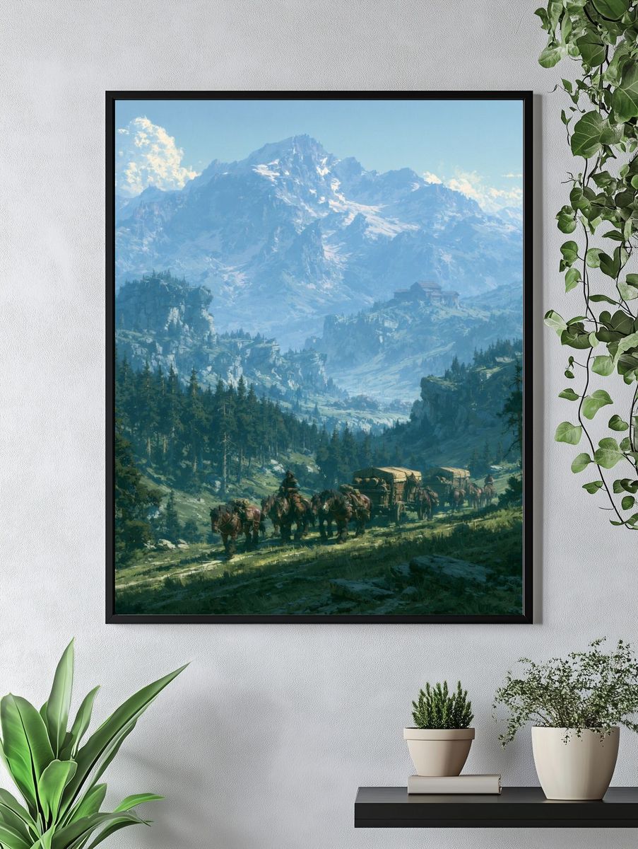 Mountain Caravan Landscape Print. — room view 4