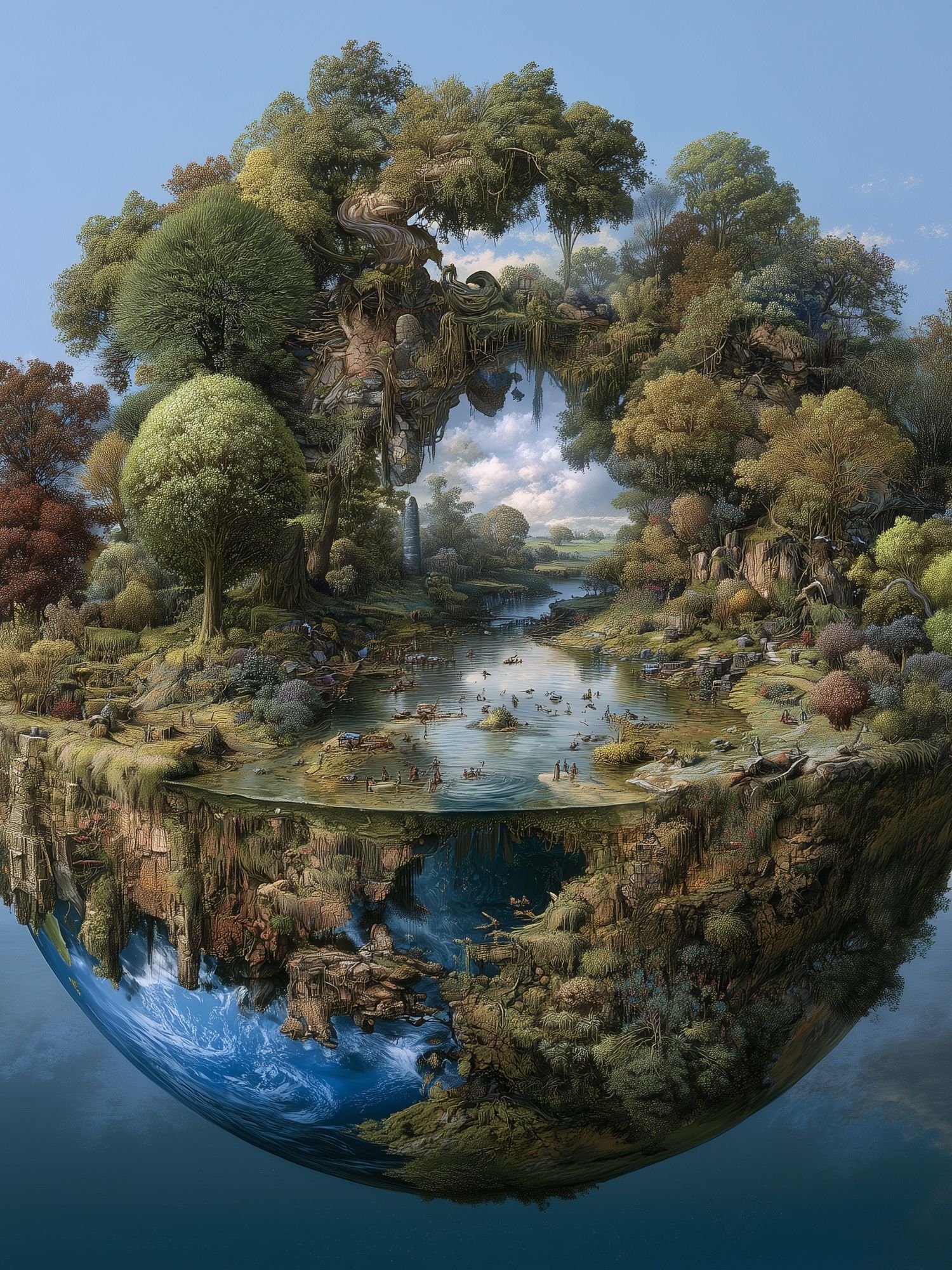 Floating Forest World Print. poster — illustration art