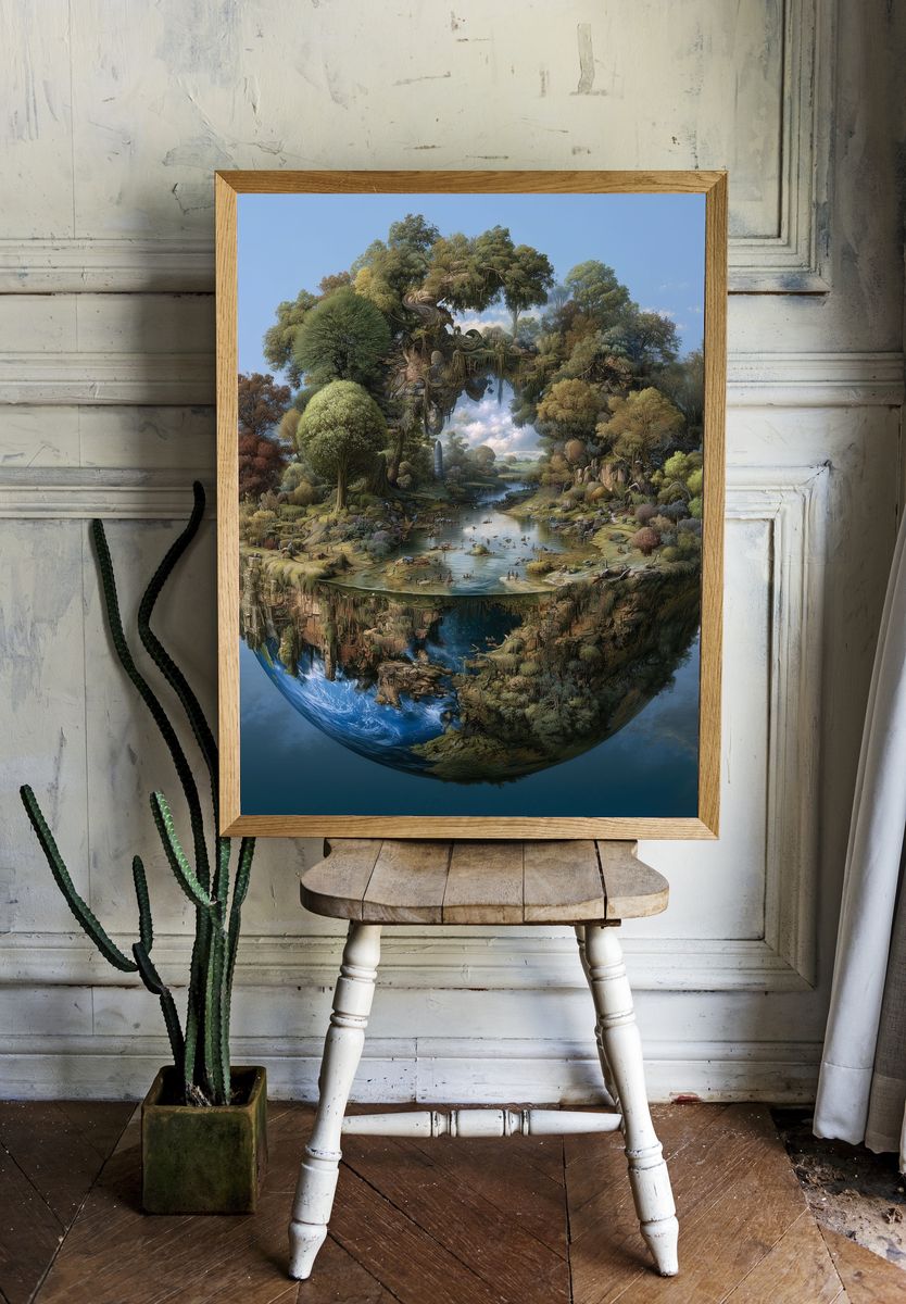 Floating Forest World Print. room preview